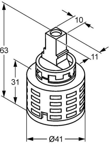 KLUDI kartuše 41 mm  7685600-00 Technický nákres