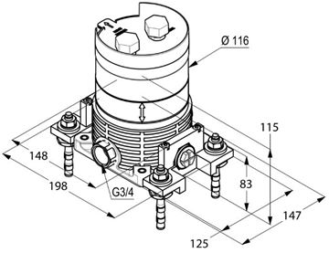 KLUDI FLEXX.BOXX podomítkové těleso DN20 88088 Technický nákres