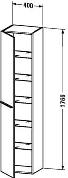 CONCEPT 450 vysoká skříňka 40x35,8x176 cm, 1 dvířka, panty vlevo, dub evropský XB1147LCP52 Technický nákres