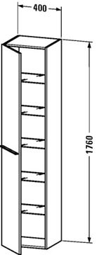 CONCEPT 450 vysoká skříňka 40x35,8x176 cm, 1 dvířka, panty vlevo, tmavý ořech XB1147LCP21 Technický nákres