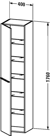 CONCEPT 450 vysoká skříňka 40x35,8x176 cm, 1 dvířka, panty vlevo, tmavý ořech XB1147LCP21 Technický nákres