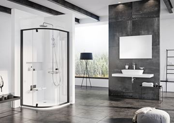 CONCEPT PIVOT STYLE PT-PSKK3 sprchový kout 80x80 cm, R500, pivotové dveře, černá/sklo transparent