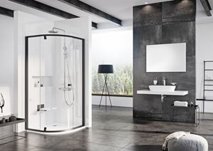 CONCEPT PIVOT STYLE PT-PSKK3 sprchový kout 100x100 cm, R500, pivotové dveře, černá/sklo transparent