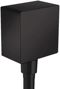 HANSGROHE FIXFIT SQUARE přípojka hadice 64x41x64mm, G1/2", se zpětným ventilem a kulovým kloubem, černá mat