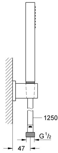 GROHE EUPHORIA CUBE STICK sprchová souprava 3-dílná, ruční sprcha 216 mm, hadice, držák, chrom 27702000 Technický nákres
