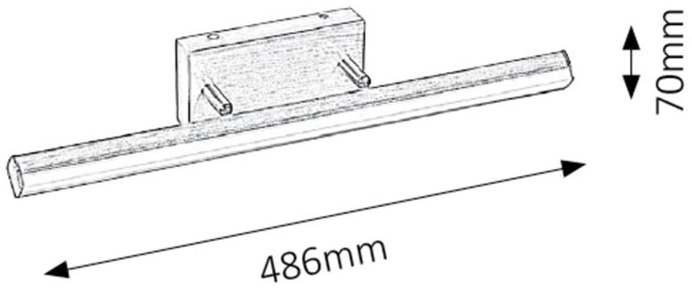 RABALUX SILAS nástěnné LED svítidlo, 4000 K, 1180 lm, 486 mm, bronz  5720 Technický nákres