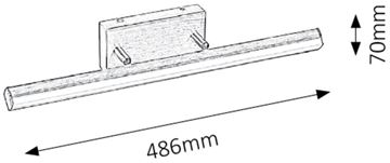 RABALUX SILAS nástěnné LED svítidlo, 4000 K, 1180 lm, 486 mm, bronz  5720 Technický nákres