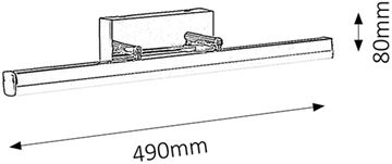 RABALUX SILAS nástěnné LED svítidlo, 4000 K, 1180 lm, 490 mm, chrom 5719 Technický nákres