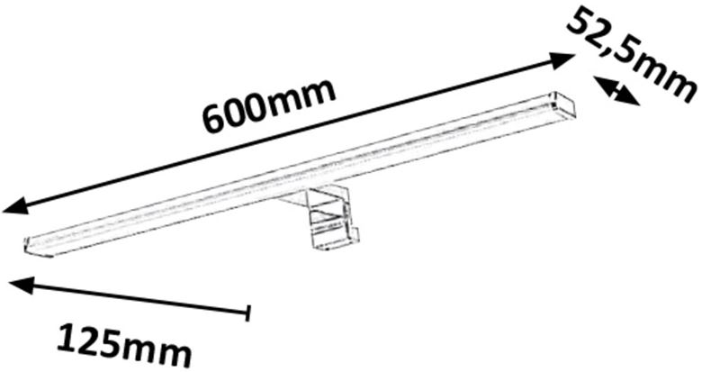 RABALUX LEVON nástěnné LED svítidlo, 4000 K, 840 lm, 600 mm, chrom 2115 Technický nákres
