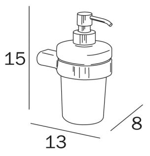 INDA MITO dávkovač tekutého mýdla 250 ml, nástěnný, chrom A20120CR21 Technický nákres