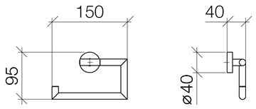 DORNBRACHT držák toaletního papíru, nástěnný, chrom 83 500 979-00 Technický nákres