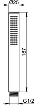 KEUCO EDITION ATELIER ruční sprcha 187 mm, bronz kartáčovaný 56080030100 Technický nákres
