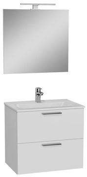 EASY PLUS skříňka s umyvadlem 79x39,5x61 cm, 2 zásuvky, se zrcadlem a s osvětlením, bílá