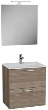 EASY PLUS skříňka s umyvadlem 79x39,5x61 cm, 2 zásuvky, se zrcadlem a s osvětlením, cordoba