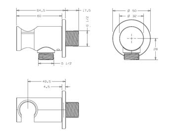 CONCEPT 200 BLACK držák ruční sprchy s připojením na vodu, matná černá PM10026/MB Technický nákres