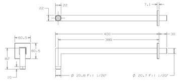 CONCEPT 300 sprchové rameno 400 mm, nástěnné, chrom PM10011/CO Technický nákres