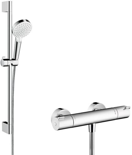 HANSGROHE CROMETTA VARIO sprchový set s termostatickou baterií, ruční sprcha se 2 proudy, tyč, hadice, bílá/chrom 27812400 Obrázek - Hlavní obrázek