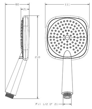 CONCEPT 300 ruční sprcha 100x100 mm, chrom PM10004/CO Technický nákres
