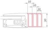 ROTH ELEGANT LINE EASY INSTALL nastavovací profil 10mm, l=2000mm, brillant P3061 Technický nákres