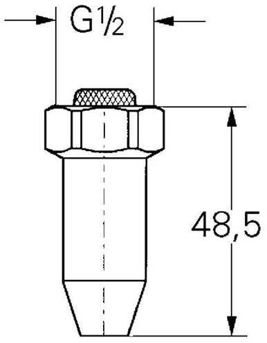 GROHE RELEXA vypouštěcí ventil 48,5mm, G1/2", chrom 28988000 Technický nákres