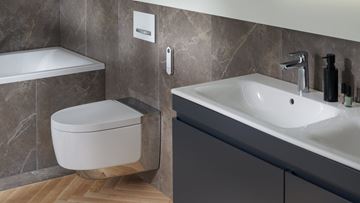 GEBERIT AQUACLEAN MERA COMFORT závěsné WC s bidetovým sedátkem, SoftClosing, TurboFlush, KeraTect, bílá/chrom 146.212.21.1 Obrázek - fotka