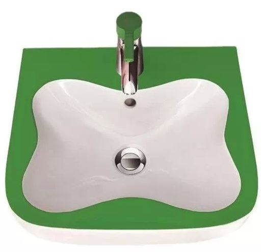 LAUFEN FLORAKIDS umývátko 45 cm, s otvorem pro baterii a přepadem, bílá/zelená H8150310721041 Obrázek - Hlavní obrázek