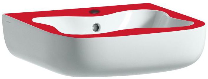 LAUFEN FLORAKIDS umývátko 45 cm, s otvorem pro baterii a přepadem, bílá/červená H8150310621041 Obrázek - Hlavní obrázek