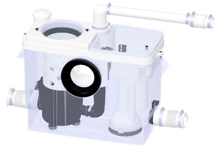 SFA SANIBROY SANIWALL PRO UP montážní prvek pro WC 113 cm, se splachovací nádržkou a přečerpávacím systémem, s tlačítkem, sklo, bílá WALLPROUPD Obrázek - fotka