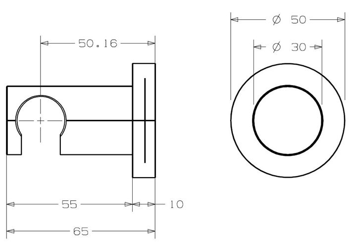 CONCEPT 300 nástěnný držák ruční sprchy, chrom PM10030/CO Technický nákres