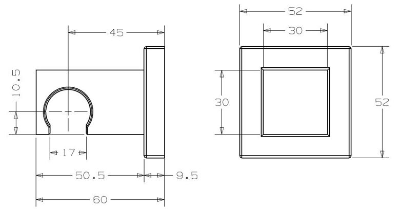 CONCEPT 300 nástěnný držák ruční sprchy, chrom PM10031/CO Technický nákres