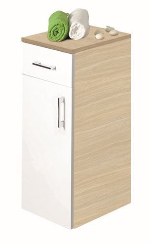 CONCEPT 50 nízká skříňka 35,5x35,5x77,9 cm, 1 zásuvka, 1 dvířka, panty vlevo, bělený dub/lesklá bílá C50.SLBD Obrázek - Hlavní obrázek