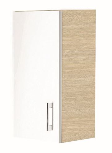 CONCEPT 50 nízká skříňka 35x22,9x61,5 cm, 1 dvířka, panty vlevo, bělený dub/lesklá bílá C50.HLBD Obrázek - Hlavní obrázek
