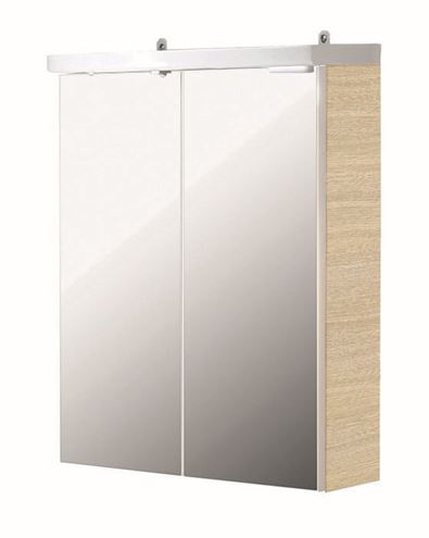 CONCEPT 50 zrcadlová skříňka 52,4x62,8x25 cm, osvětlení, s vypínačem a el. zásuvkou, bělený dub C50.GBD Obrázek - Hlavní obrázek