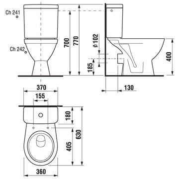 CONCEPT 100 WC kombi, zadní odpad H8242360007913 Technický nákres