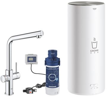 GROHE RED DUO dřezová elektronická baterie, s ohřevem, velikost L, GROHE ChildLock, napájení ze sítě, chrom
