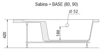 RAVAK SABINA 90 panel 900mm, bílá A917001020 Technický nákres