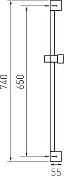 NOVASERVIS sprchová tyč 740 mm s držákem ruční sprchy, chrom RAIL858,0 Technický nákres