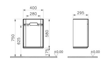 VITRA SENTO nízká skříňka 40x29,5x58cm, 1 dvířka, panty vpravo, antharcite mat 60878 Technický nákres