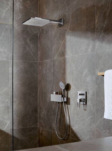 HANSGROHE RAINDANCE E 300 1JET horní sprcha 300x300 mm, s ramenem, matná bílá 26238700 Obrázek - fotka