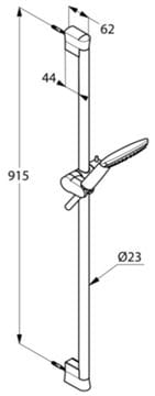 KLUDI FRESHLINE 1S sprchová souprava 3-dílná, ruční sprcha pr. 120 mm, tyč, hadice, bílá/chrom 6784091-00 Technický nákres