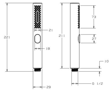 CONCEPT 300 ruční sprcha 221 mm, 2 proudy, chrom PM06034CH/CO Technický nákres