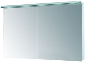 DŘEVOJAS ASTON GA2OE 120 zrcadlová skříňka 120x76,5x21 cm, osvětlení, s vypínačem a el. zásuvkou, lamino, lesklá bílá