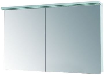 DŘEVOJAS ASTON GA2OE 120 zrcadlová skříňka 120x76,5x21 cm, osvětlení, s vypínačem a el. zásuvkou, lamino, lesklá bílá