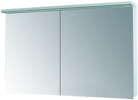 DŘEVOJAS ASTON GA2OE 120 zrcadlová skříňka 120x76,5x21 cm, osvětlení, s vypínačem a el. zásuvkou, lamino, lesklá bílá 79355 Obrázek - Hlavní obrázek