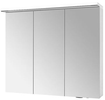 DŘEVOJAS MAJESTY GA3OE 120 zrcadlová skříňka 120x76,7x21 cm, osvětlení, s vypínačem a el. zásuvkou, lamino, vysoce lesklá bílá