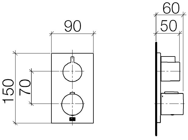 DORNBRACHT IMO sprchová podomítková termostatická baterie, chrom 36 425 670-00 Technický nákres