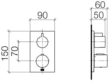 DORNBRACHT IMO sprchová podomítková termostatická baterie, chrom 36 425 670-00 Technický nákres