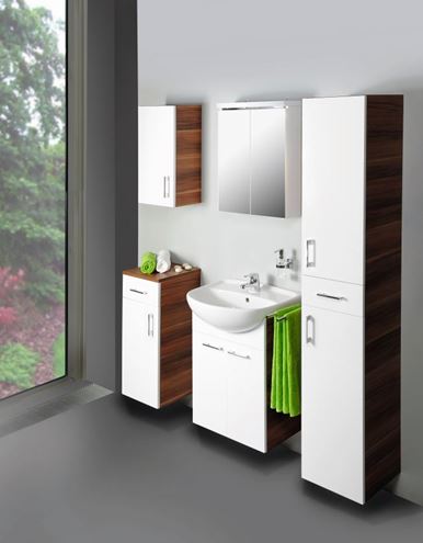 CONCEPT 50 nízká skříňka 35,5x35,5x77,9 cm, 1 zásuvka, 1 dvířka, panty vpravo, švestka/lesklá bílá C50.SPBS Obrázek - fotka