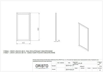 CONCEPT RETRO zrcadlo 40x80 cm OR47-L-RAOO-40-2 Technický nákres