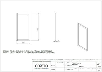 CONCEPT RETRO zrcadlo 40x80 cm OR47-L-RAOO-40-10 Technický nákres